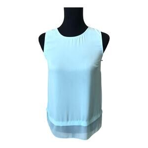 New ~ VINCE CAMUTO ~  Aqua Layered Keyhole-back Sleeveless Blouse~ XXS